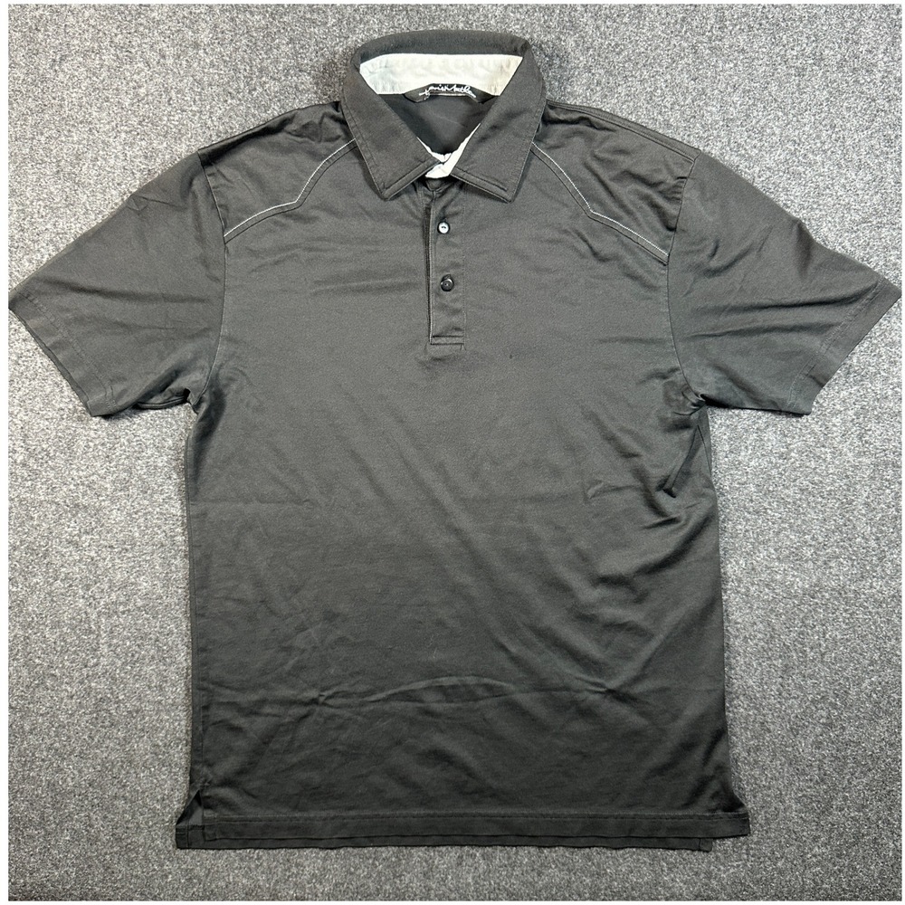 TravisMathew Mens Medium Gray Short Sleeve Golf Polo Shirt Contrast Stitching